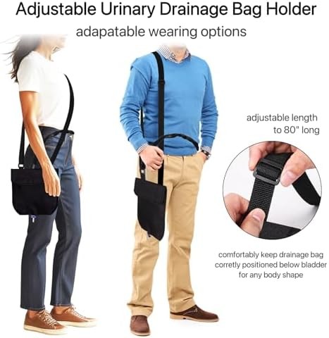 Urine Drainage Bag Holder Adjustable Catheter Bag Cover with Zipper Foley Cathet