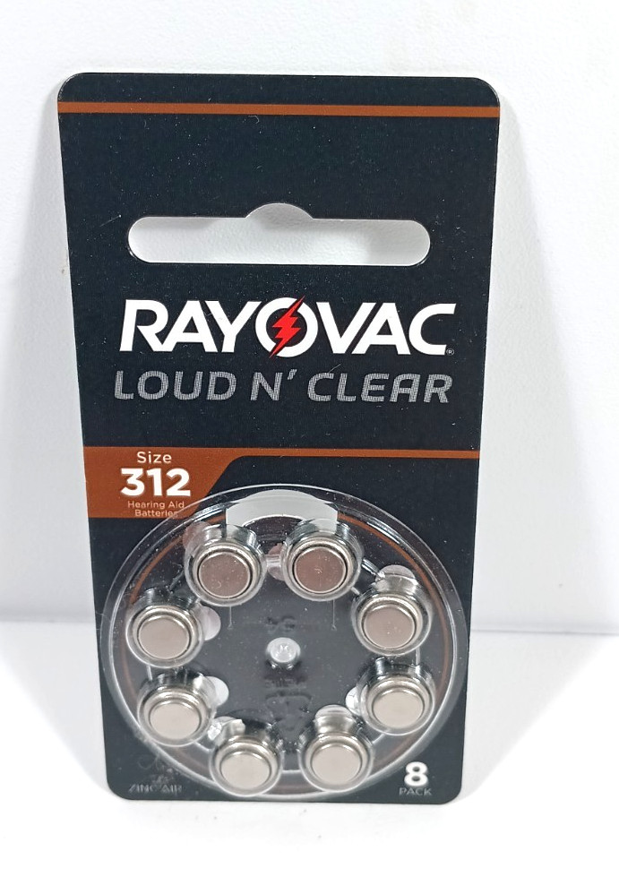 8pk Rayovac Size 312 Loud N Clear Hearing Aid Batteries – Nov 2026
