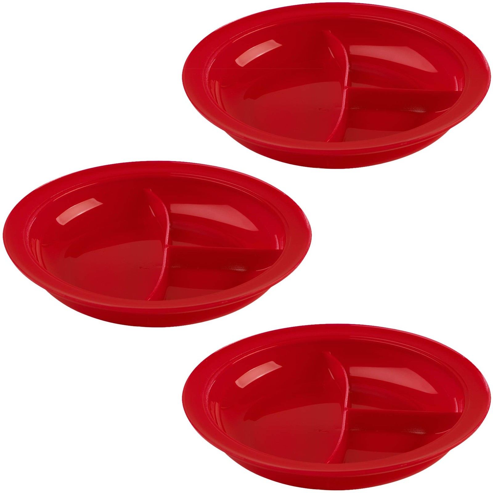 Providence Spillproof Partitioned Plate – 9″ Red (3-Pack)