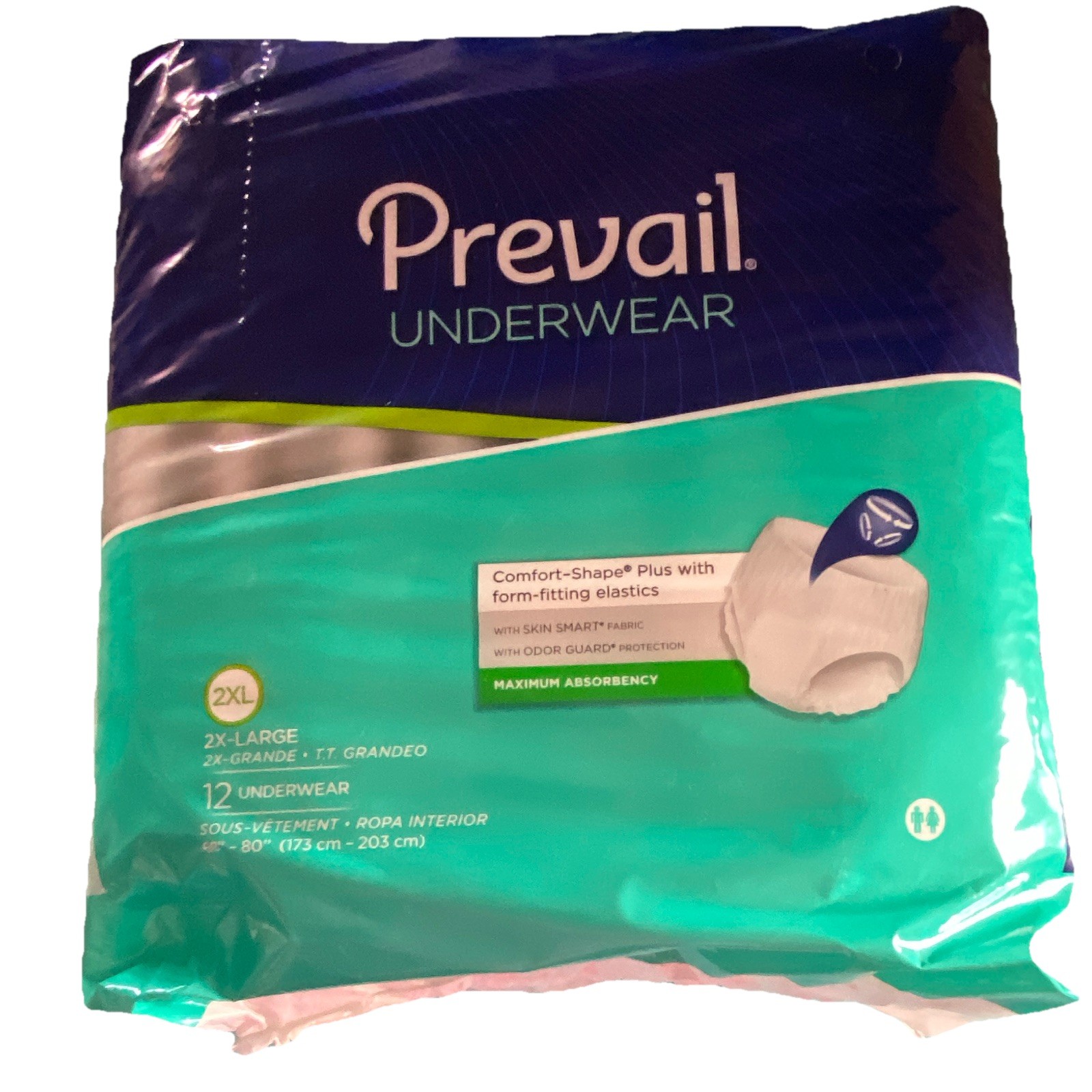 4 PACKS OF 12 Prevail 2XL 12Ct 68”-80” Incontinence Pull-up Underwear PV-517