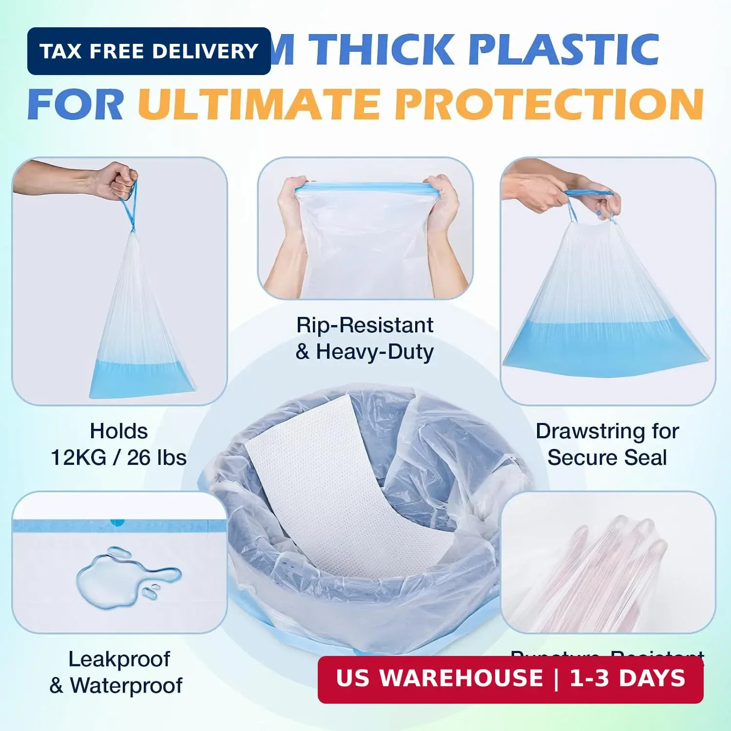 150 Pack Commode Liners with Absorbent Padsï¼Œ150 Disposable Commode Bags and 1