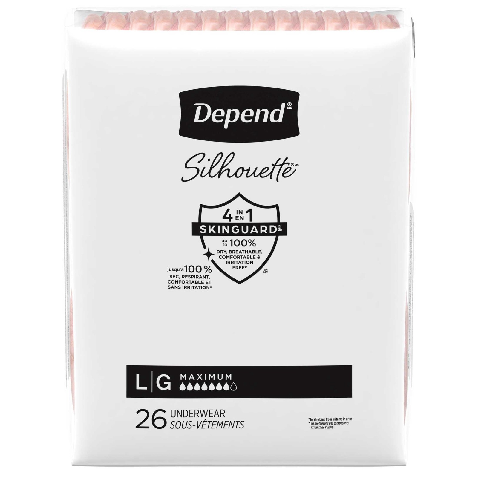 Silhouette Women’s Incontinence & Postpartum Bladder Leak Underwear, L, 52 Count