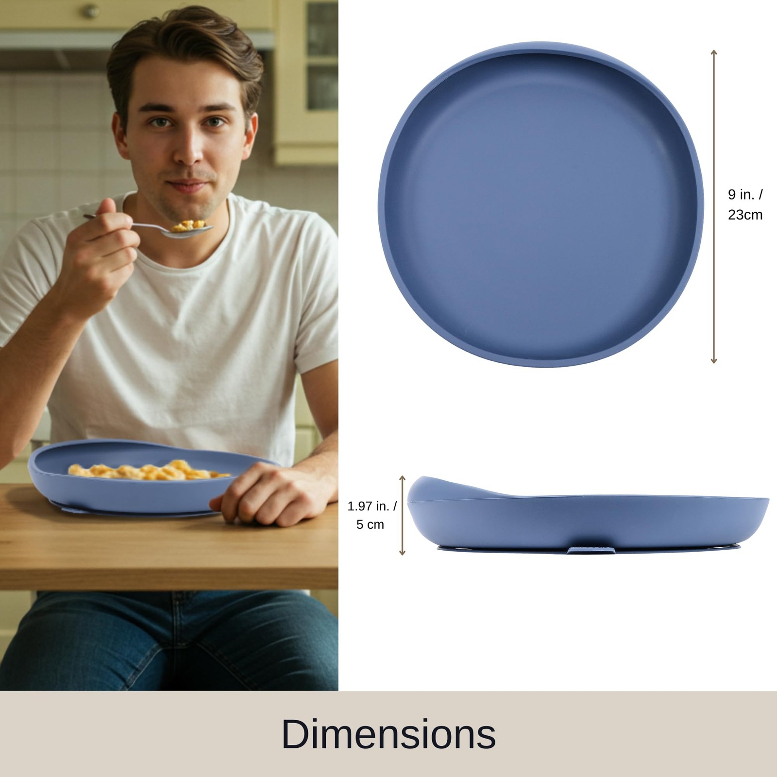 Premium Adult Silicone Scooper Plate with Suction Base – 34oz Adaptive Non-Sl…