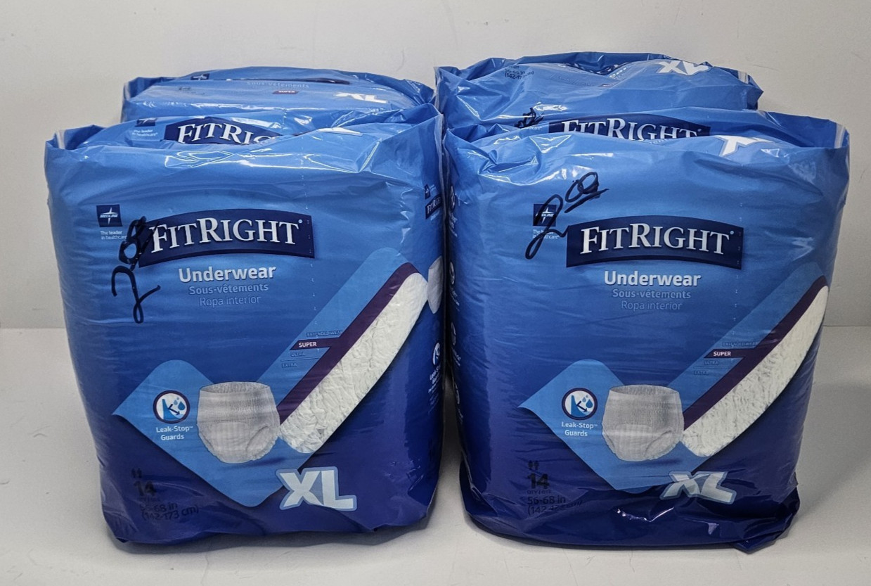 FitRight Adult Underwear Size XL/56-68″ 56 Count.