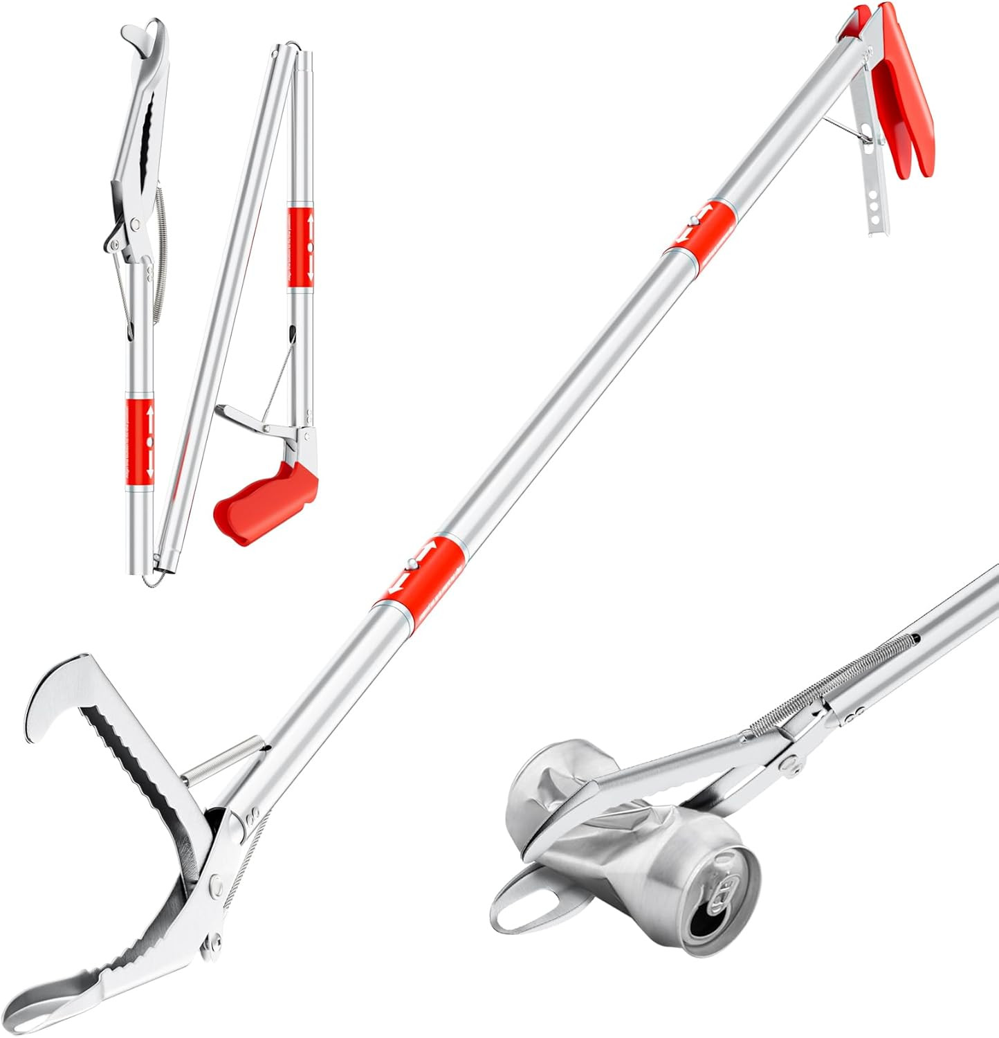 50″ Foldable Grabber Reacher Tool, Extra Long 3 Fold Reaching Aid for Seniors, H