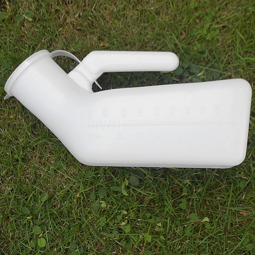 Thick Firm Male Urinal Urine Bottle with Lid 32Oz./1000Ml (White)Pack of 2,