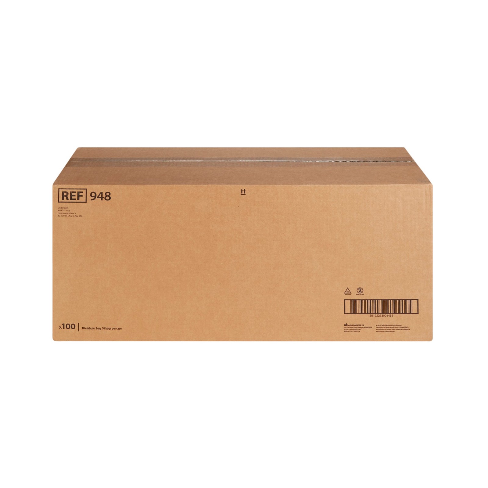 Cardinal Health 948 Underpad Wings Plus Heavy Absorbancy QTY 100 (10 Bags x 10)