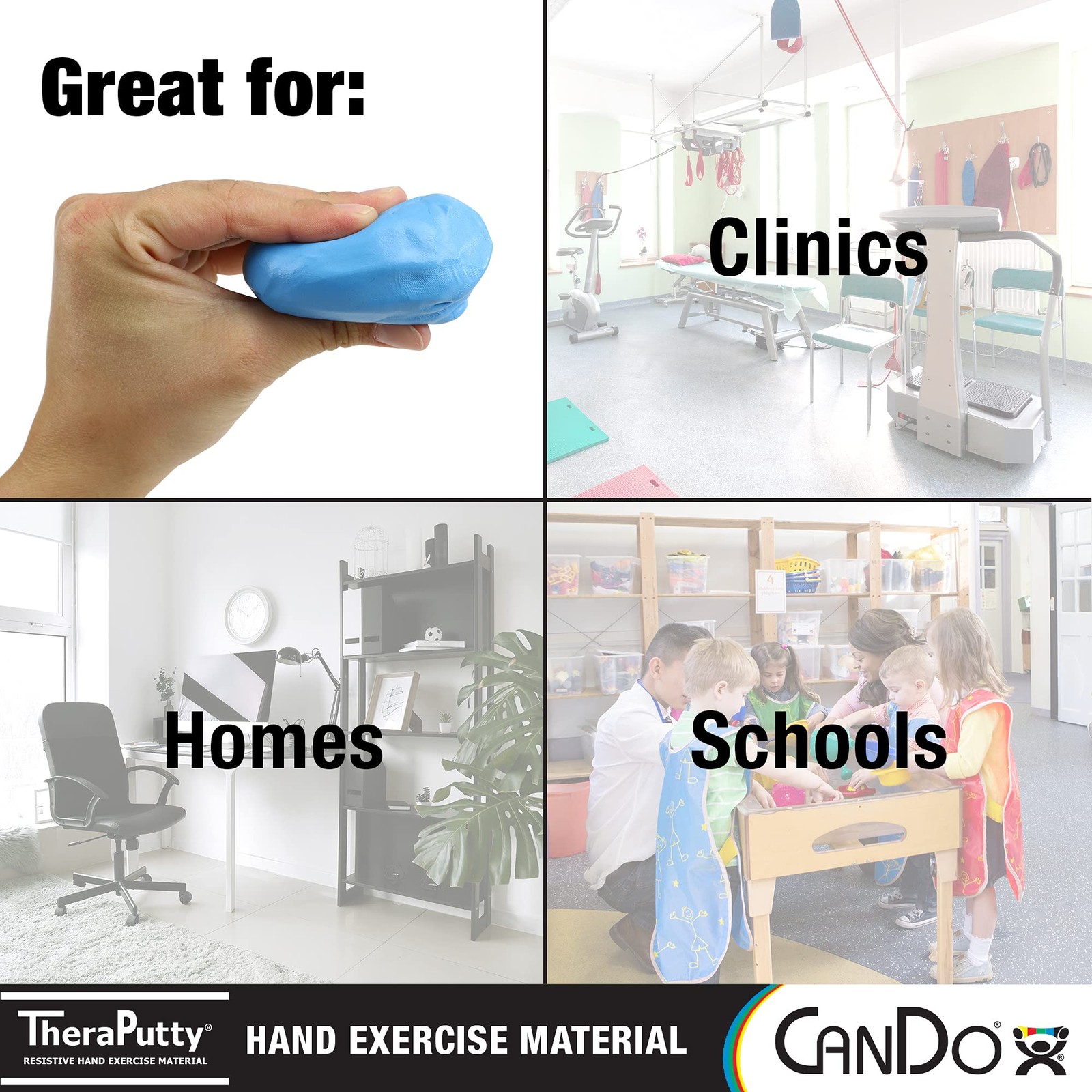 CanDo TheraPutty Standard 4oz Blue Firm Hand Exercise Putty For Rehabilitation,