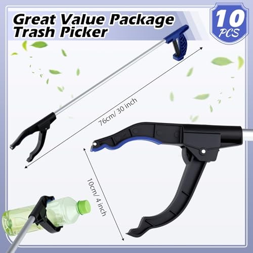 Pcs Grabber Reacher Trash Pickers Bulk 30” Long Elderly Earth Day 10 Blue