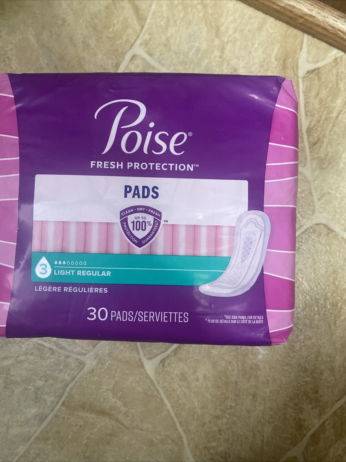 Poise Incontinent Pad 9.33 Inch Length Regular Length Light 30 Ct