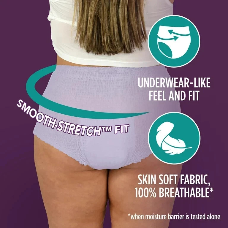 64 Ct Assurance Women Incontinence Underwear Overnight Absorbent S/M Pant 8-16