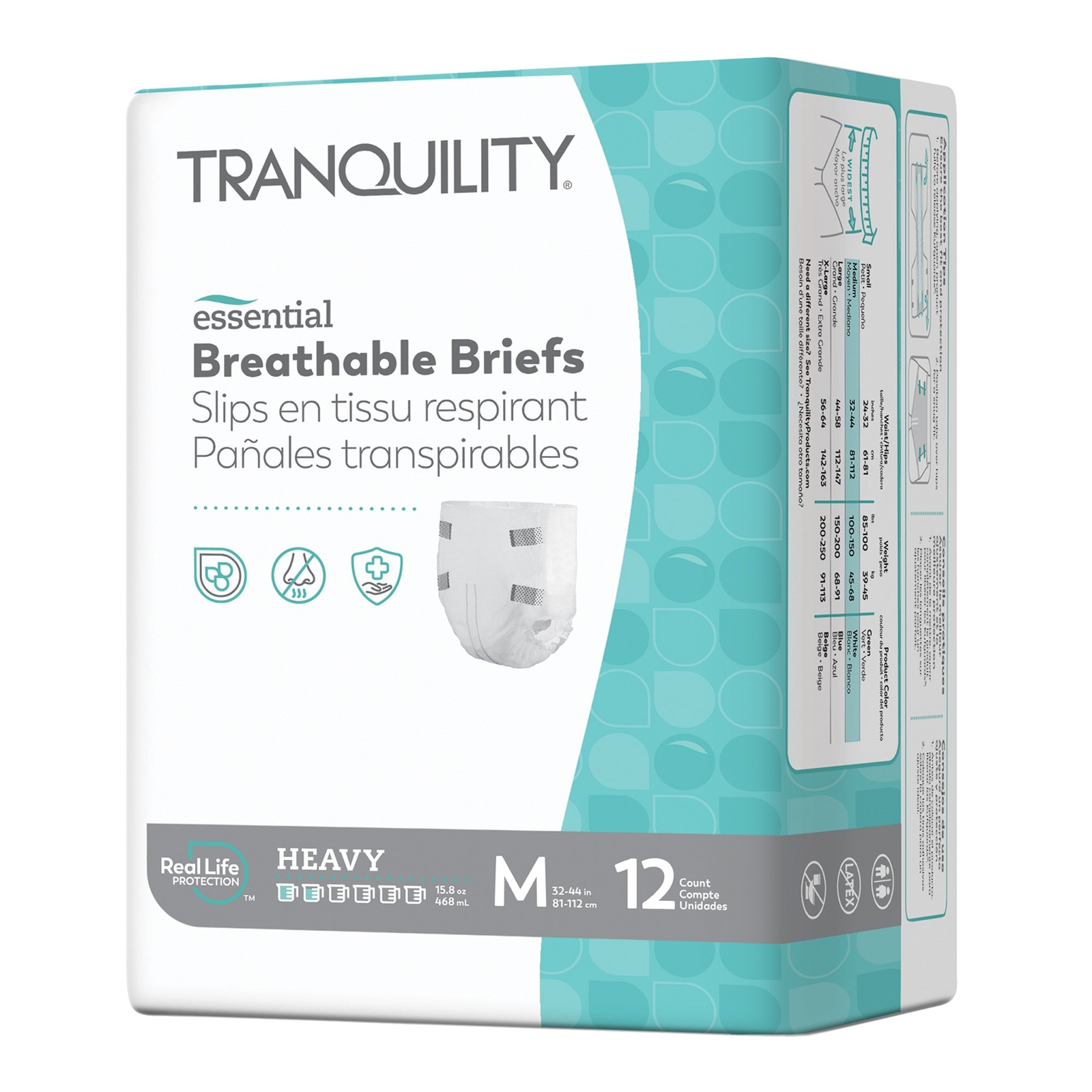 Tranquility Essential Incontinence Brief M Breathable 2745 Heavy 12 Ct