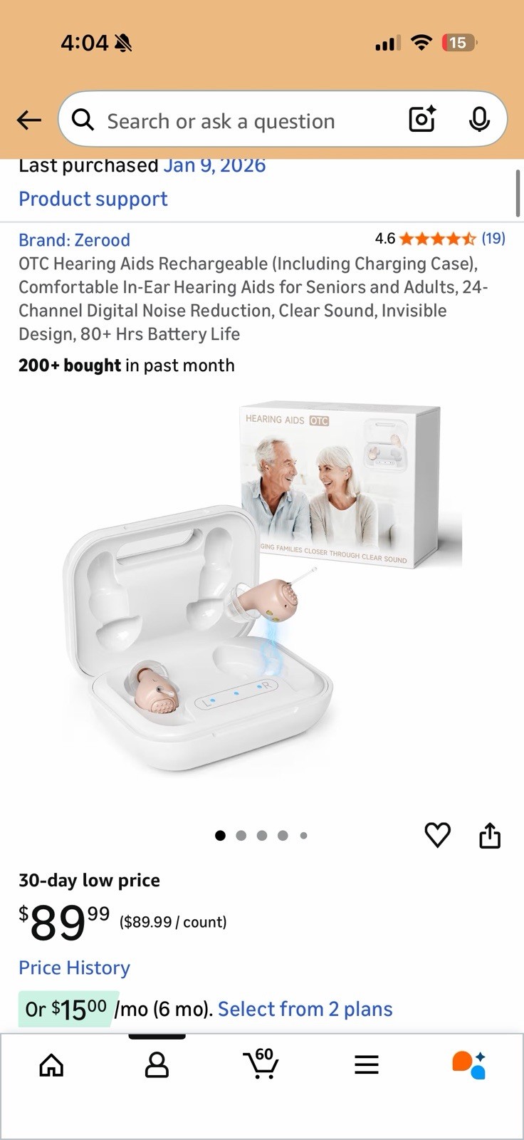 OTC Hearing Aids Rechargeable (Including Charging Case), Comfortable In-Ear