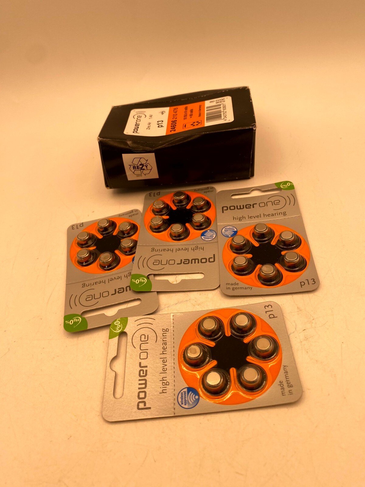 Lot of 3 Power-One P13 High Level Hearing Aid Batteries Zinc-Air 1.4V (6-Count)