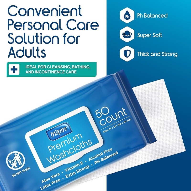 Aloe Vera Disposal Wipes Adults Moist Cleaning Bathing Caregivers 8×12 Inches US