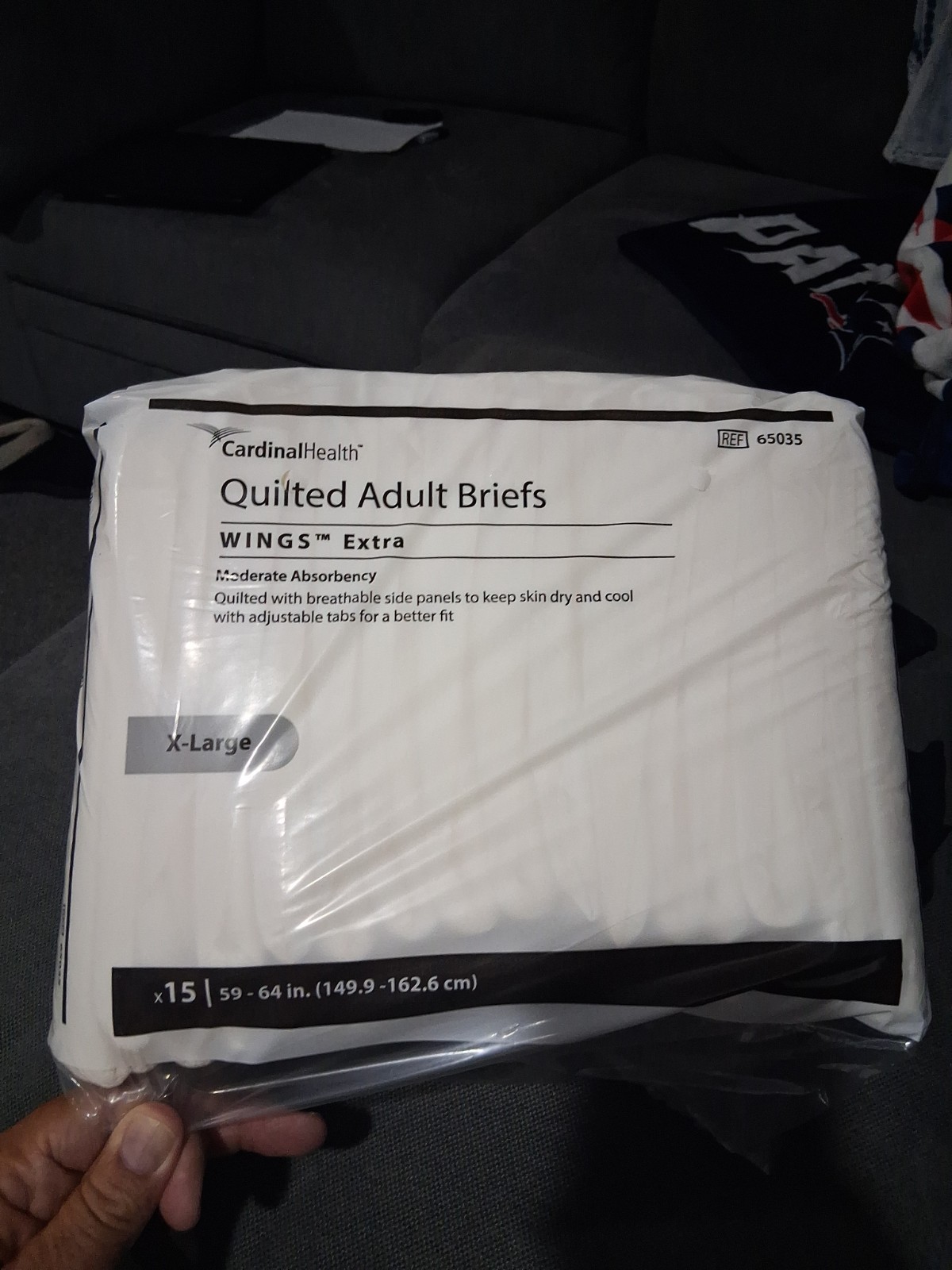 Cardinal Health Quilted Adult Briefs XL (15 pack) Wings Extra, 59″ – 64″ 65035