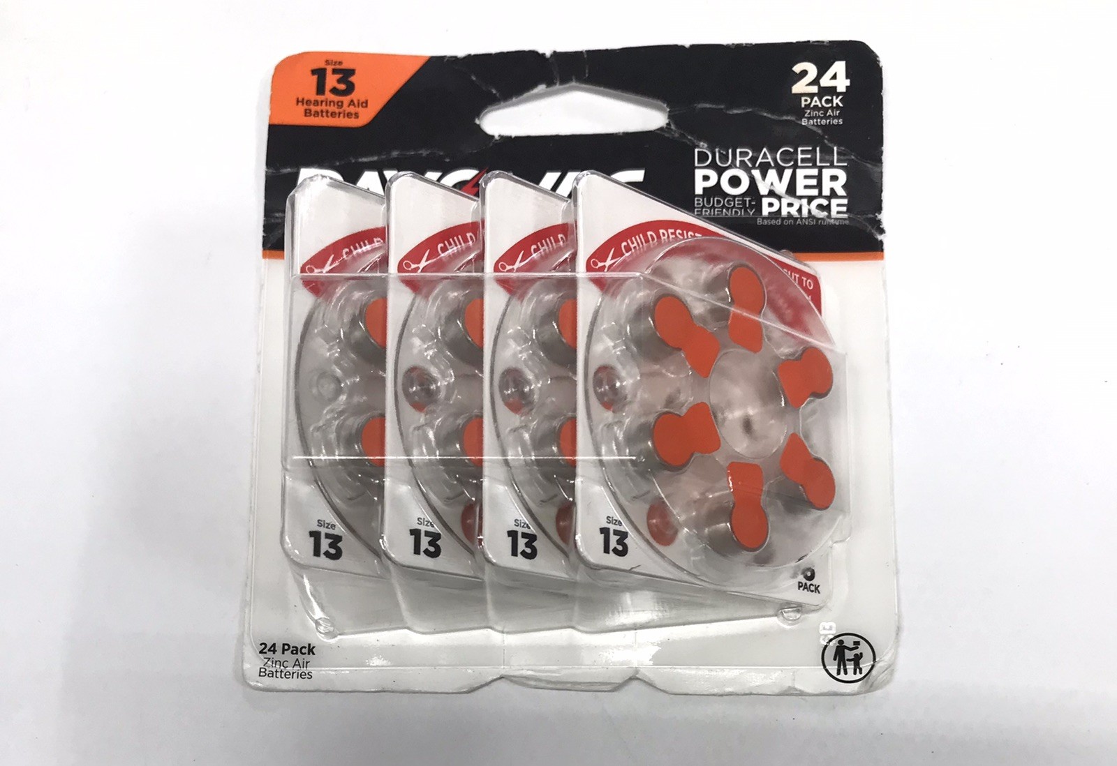 Rayovac Size 13 Hearing Aid Batteries Zinc Air 24 Pack Disposable 1.45V