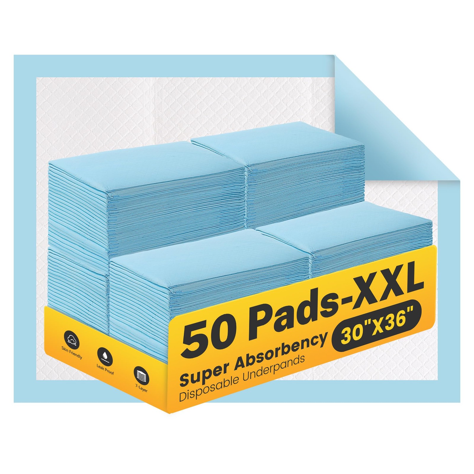 “50-Pack Disposable Adult Bed Pads XXL, Super Absorbent Underpads for Inconti…