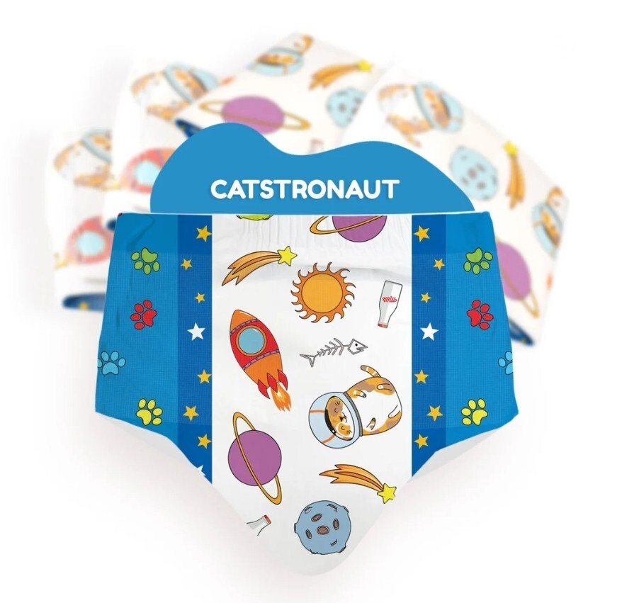 Bambino Catstronaut Medium Adult Baby Diaper – Plastic Backing – Pack of 2 ABDL
