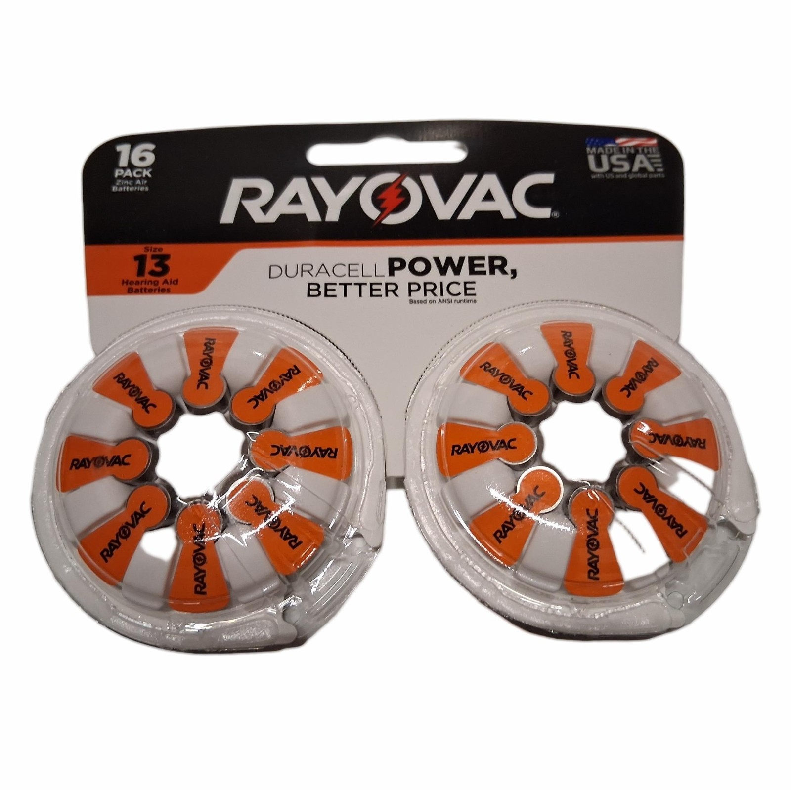 Rayovac Size 13 Hearing Aid Batteries 16 Pack L13ZA-16ZMB
