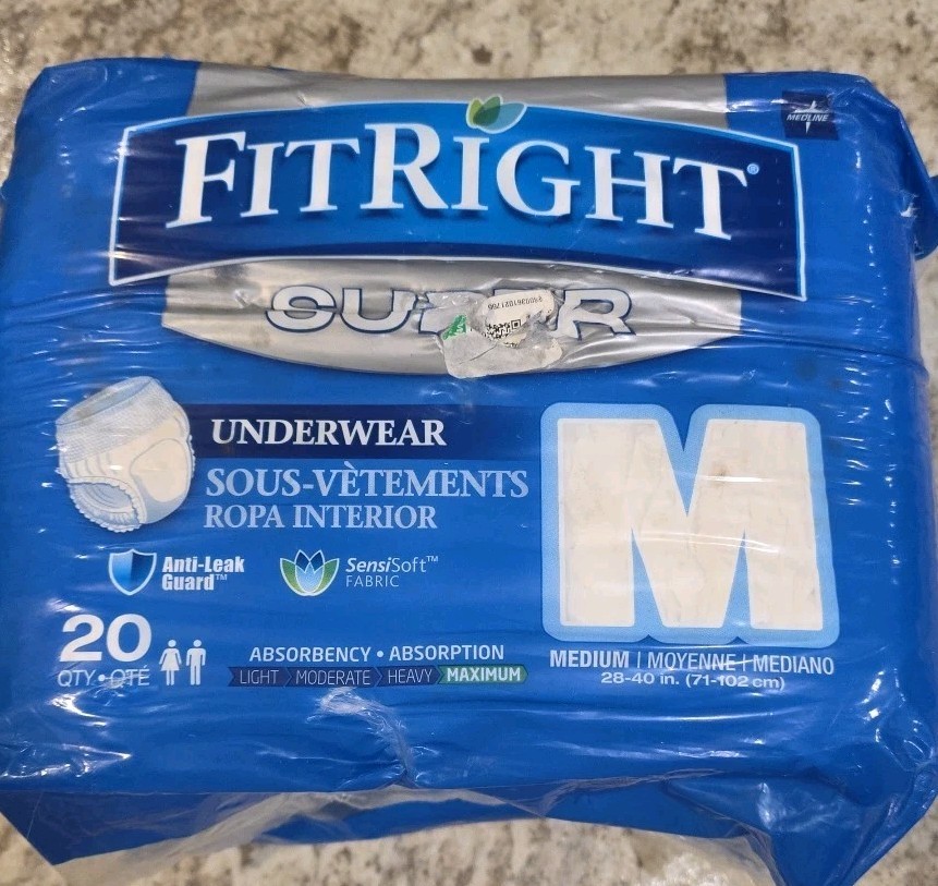FitRight Ultra Underwear Unisex 28-40 in. (71-102) Medium 20 Count