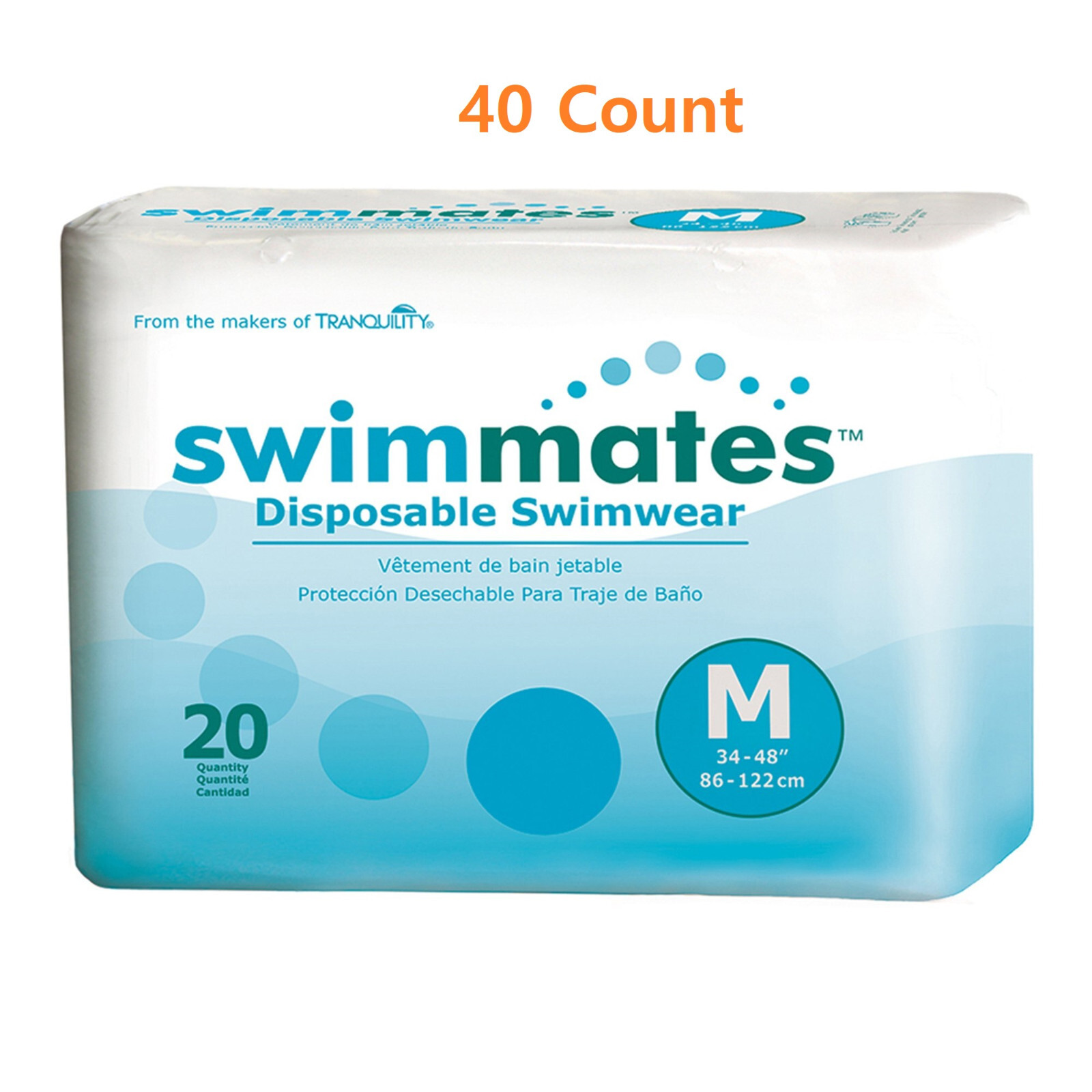 40 Adult Bowel Containment Swim Brief Swimmates Pull On Medium 34 to 48 #2845