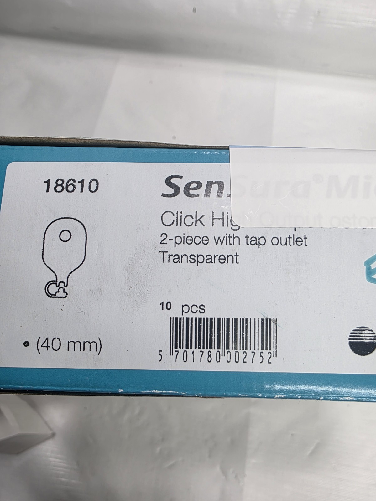 Coloplast #18610 SenSura Mio Click High Output Ostomy Pouch, 40mm, 10/Bx
