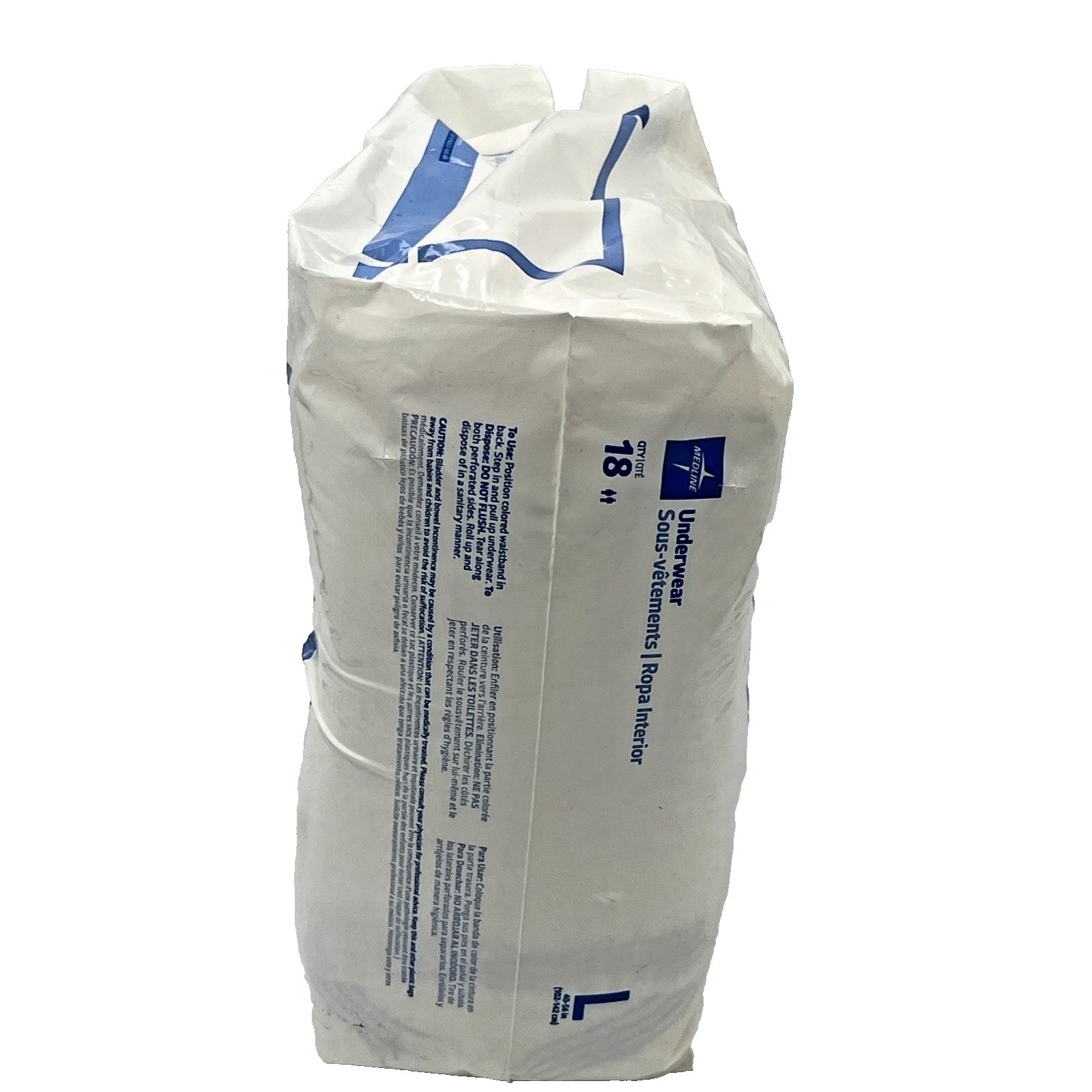 Medline Protection Ultra Protective Underwear Large 1 Package 18 Count Sealed