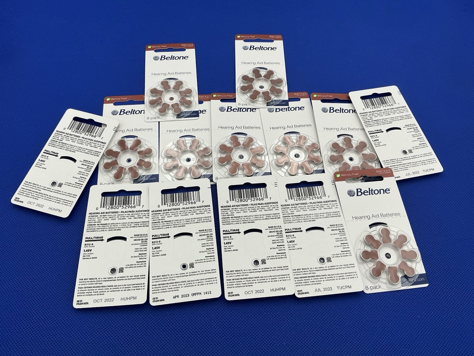 14 Beltone Hearing Aid Zinc Air Batteries 312 1.45V 8 Pack NEW SEALED