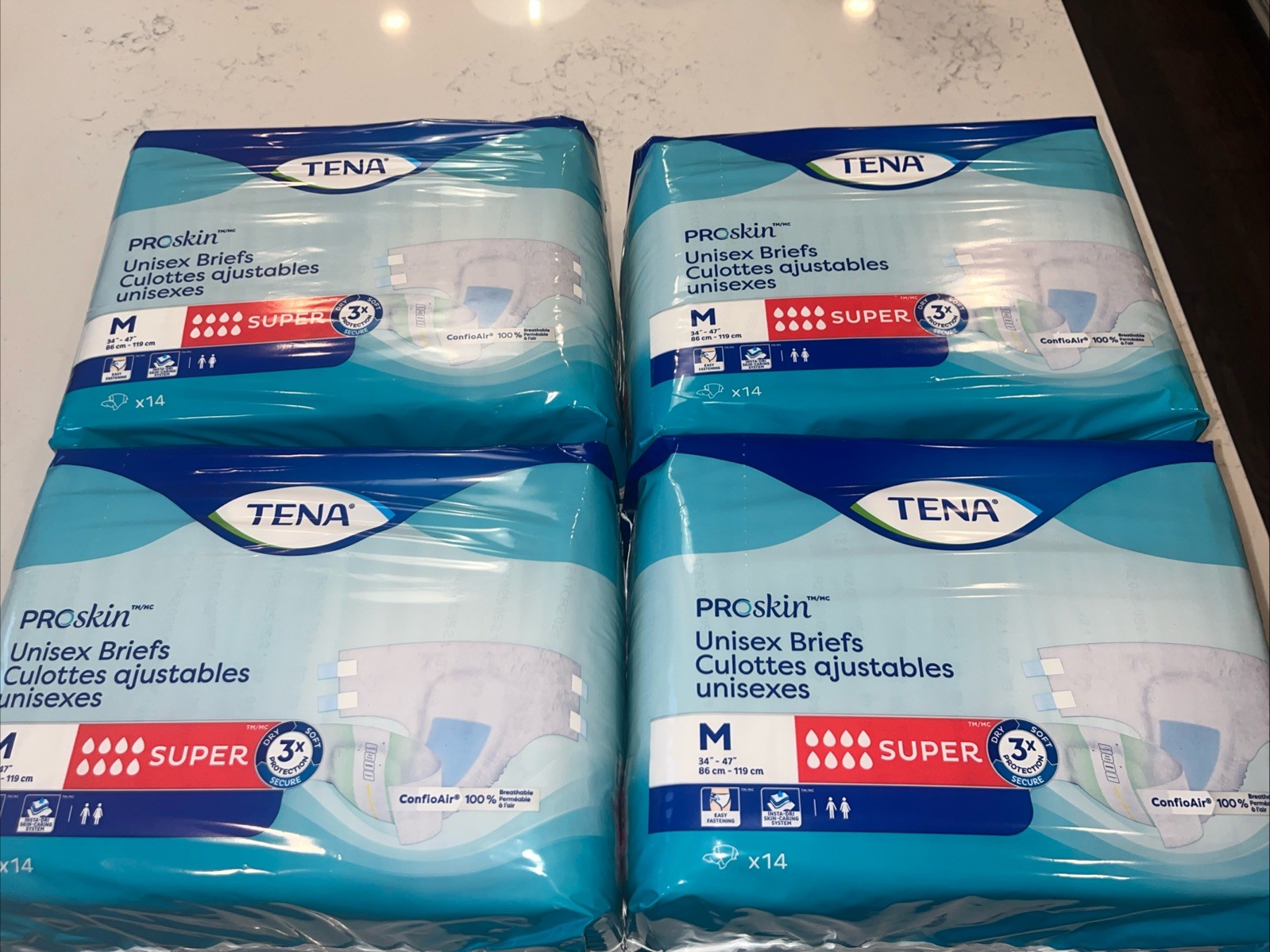 Tena ProSkin Incontinence Unisex Adult Briefs Super Absorbency Briefs Med 56 Ct