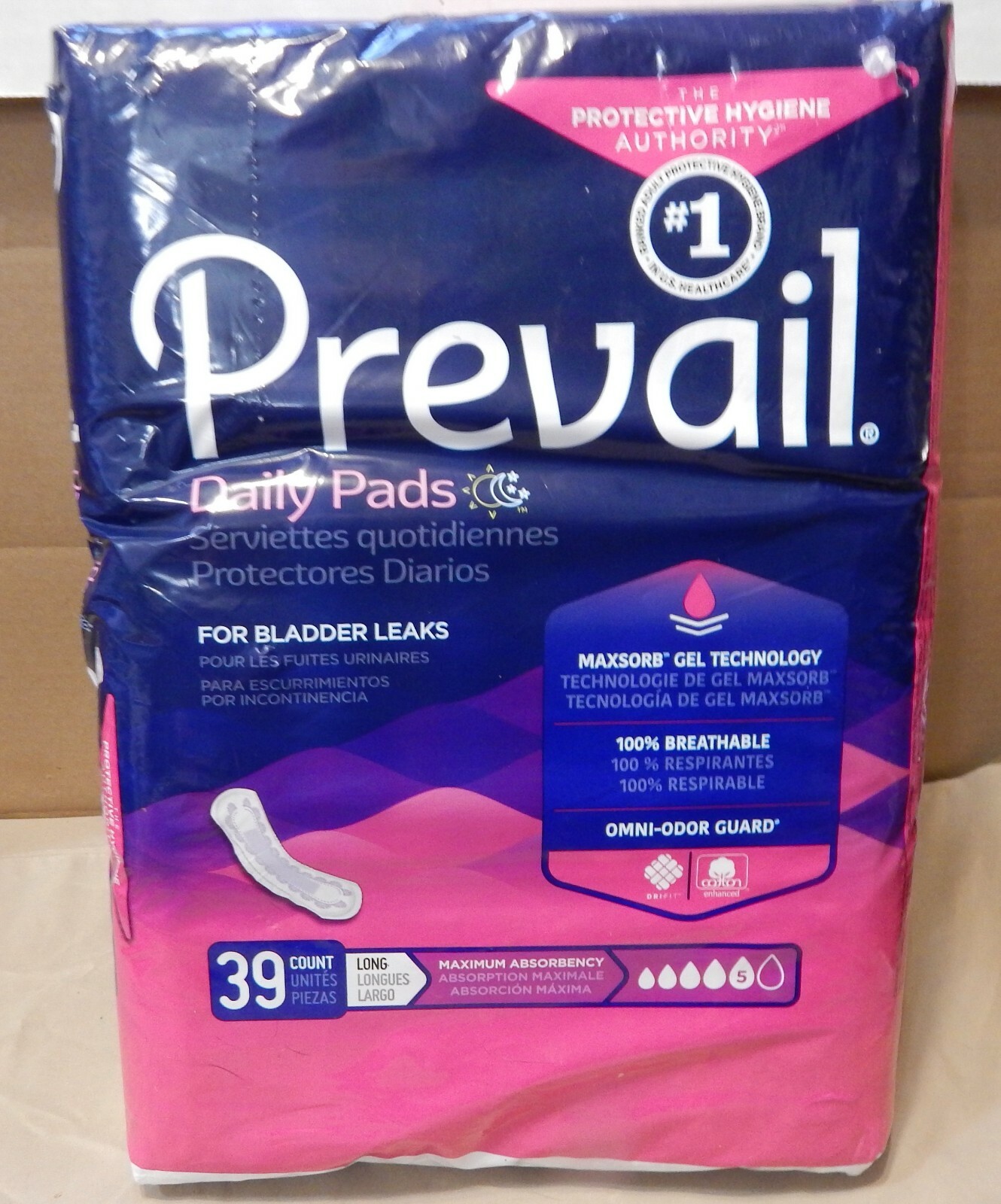 Prevail 39 Count Daily Pads Woman Maximum Absorbency Long PV-915/1 NIB 226P