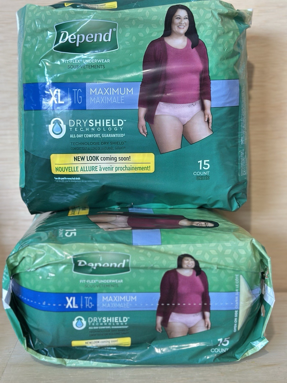 2-Depend Fresh Protection Adult Incontinence Underwear for Women XL 15ct Ea = 30