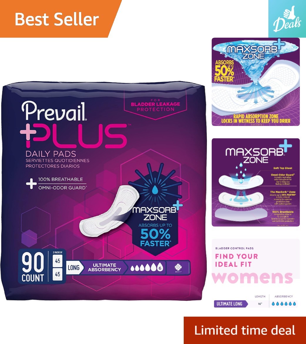 Ultimate Absorbency Long Incontinence Pads – 90 Count for Women’s Confidence