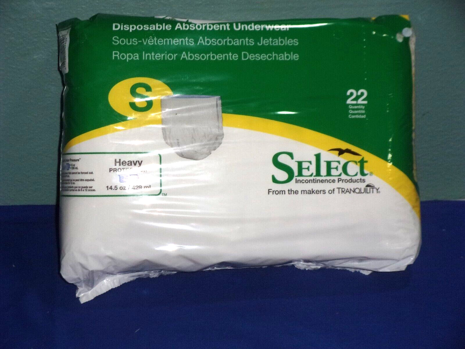 Select Disposable Absorbent Underwear Adult Small (80-125 lbs), 22-Count Package