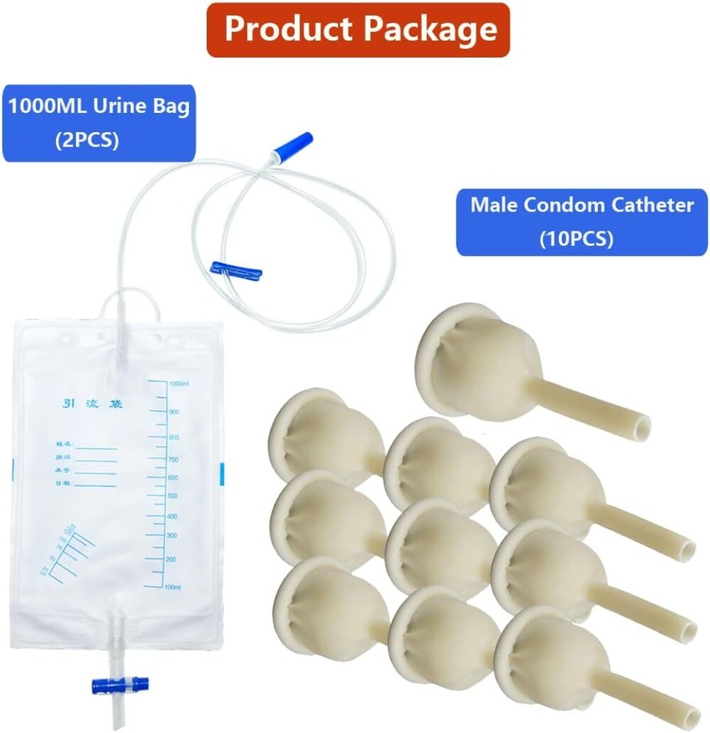 Condom Catheter External self Sealing Set 10Pcs Male Condom Catheter 2Pcs 1000ml