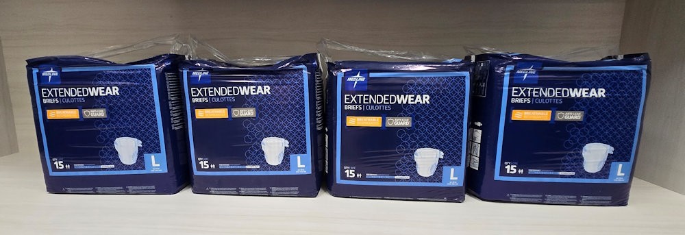 Medline Extended Wear Incontinence Briefs Size Large 4-Pack Case 15 Ct Each