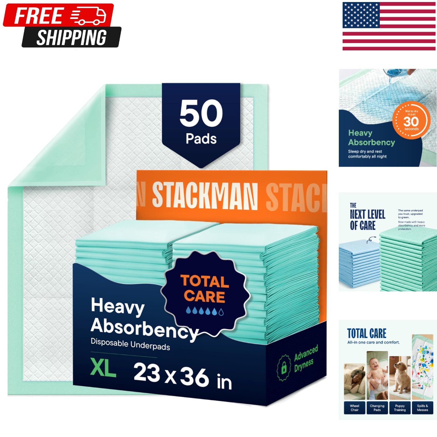 Chucks Pads Disposable [50-Pack] Underpads 23×36 Incontinence Chux Pads Absor…