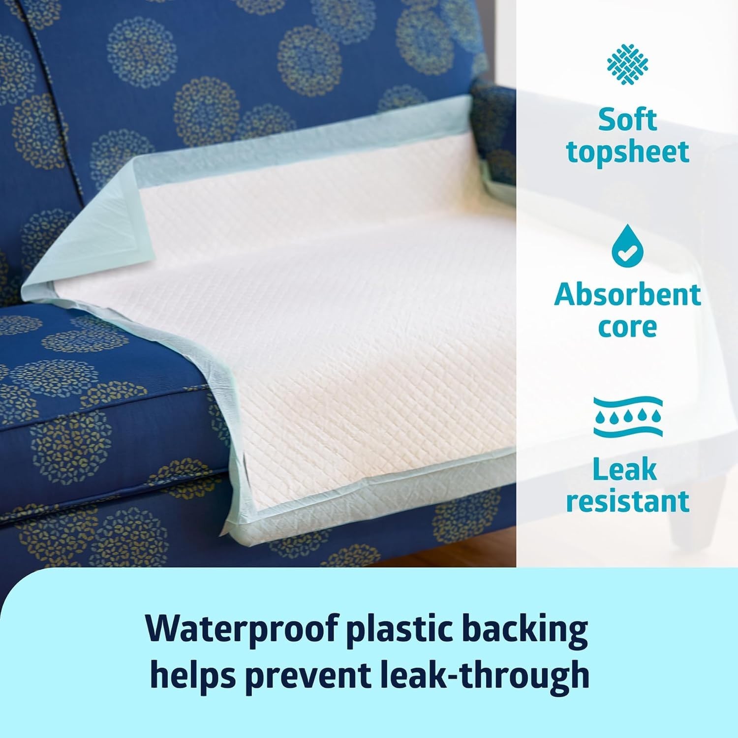 Medline Super Absorbent Underpad, 36″ x 36″, 50 Count, Extra Large Disposable In