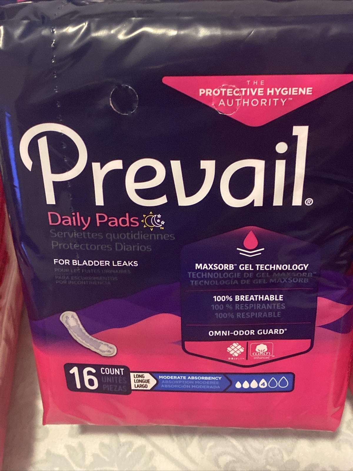 Prevail Bladder Control Pad, 11 Inch, Moderate Absorbency, Case of 144