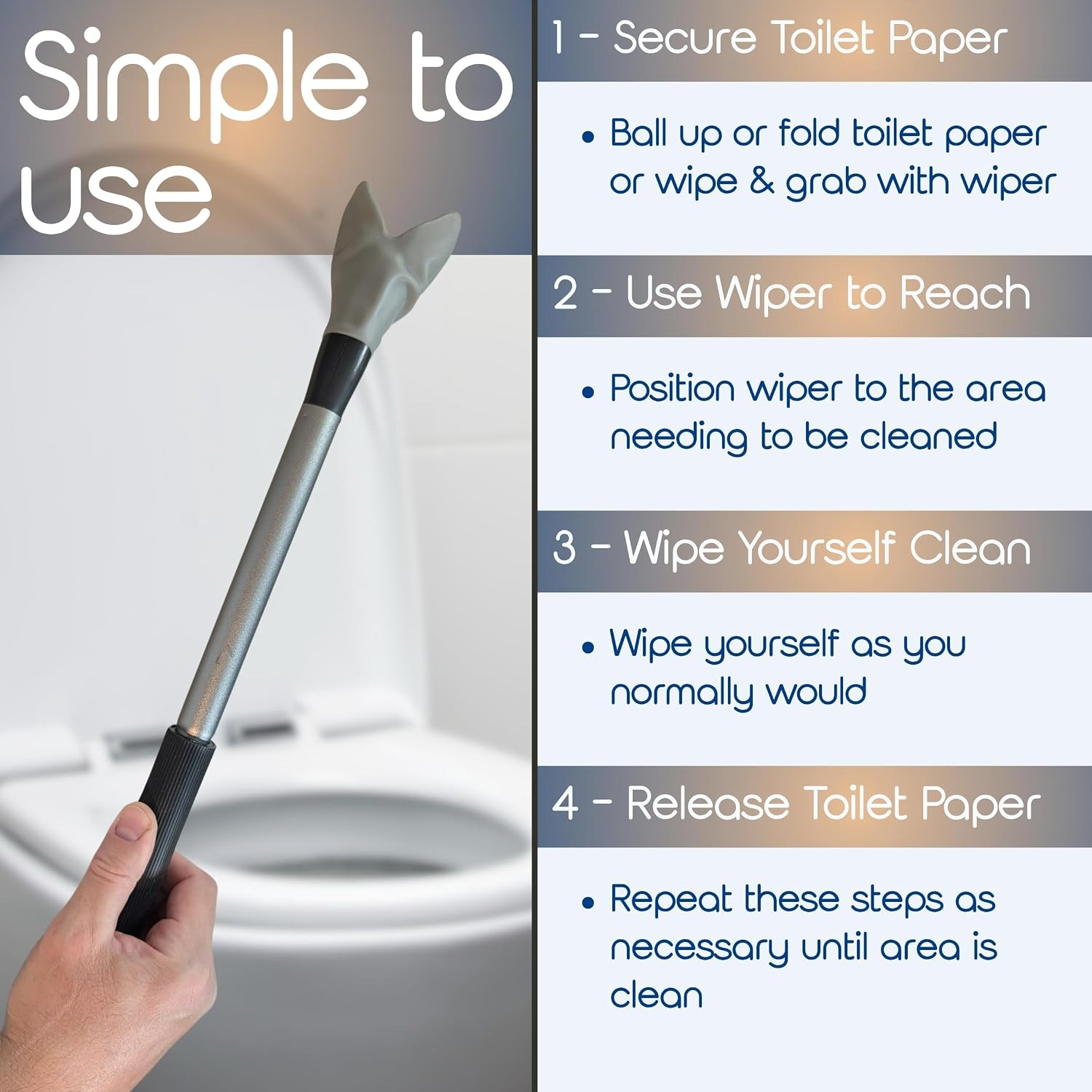 Bottom Wiping Aid to Grab Toilet Paper & Extend Reach – Bathroom Buddy for Wipin