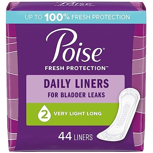 Poise Incontinence Panty Liners, Very Light Absorbency, Long, 44 Count