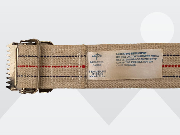 Medline MDT821203 White Beige Striped metal Buckle 2×60″ Gait Belt Transfer Belt