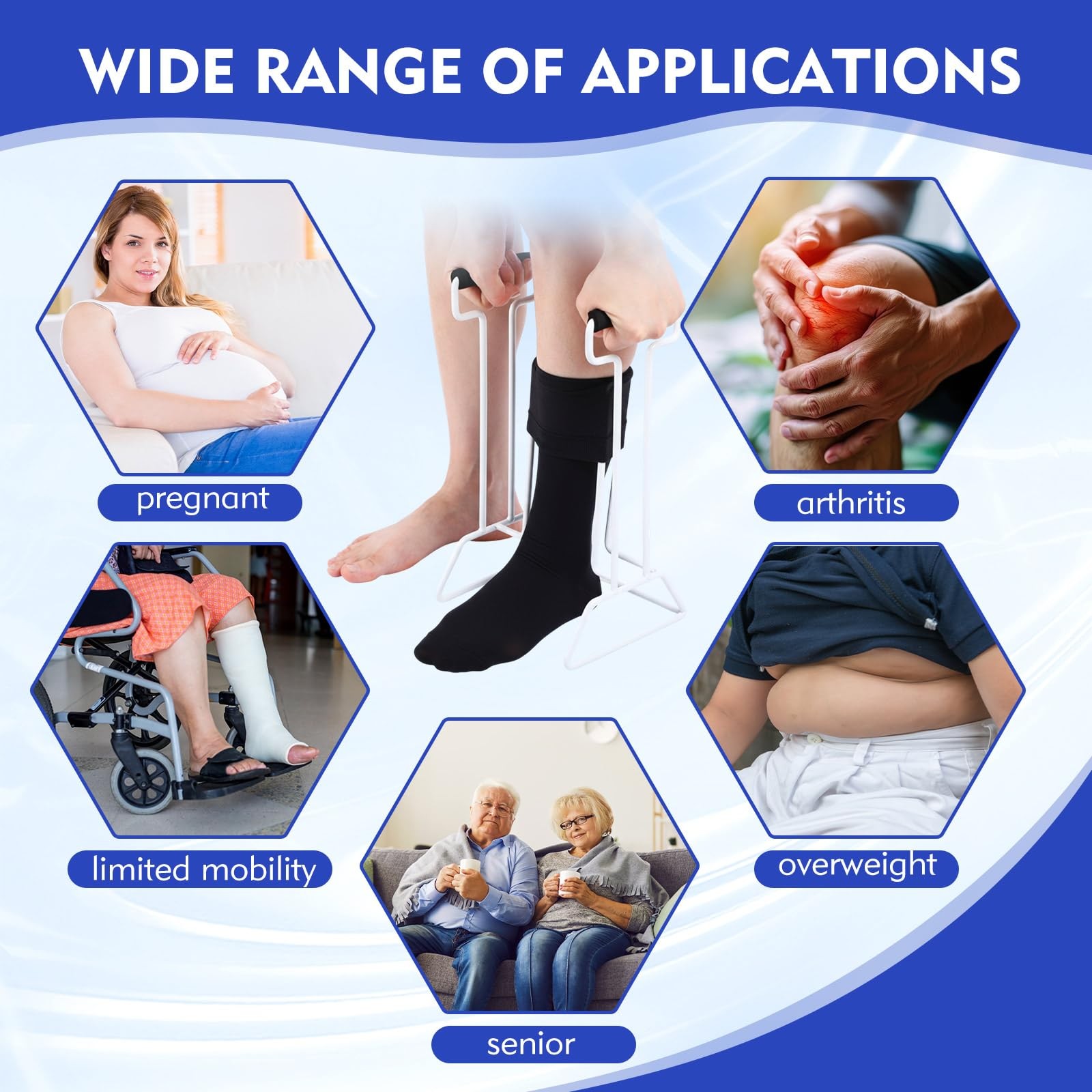 Nuogo 2 Pcs Stocking Donner Compression Sock Aid Device Adaptive White, Black