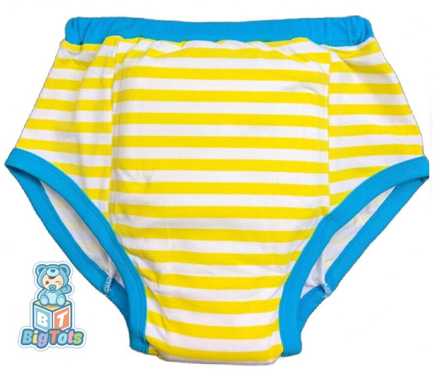 Adult training pant Yellow and White Stripe baby Print diaper incontinence pants