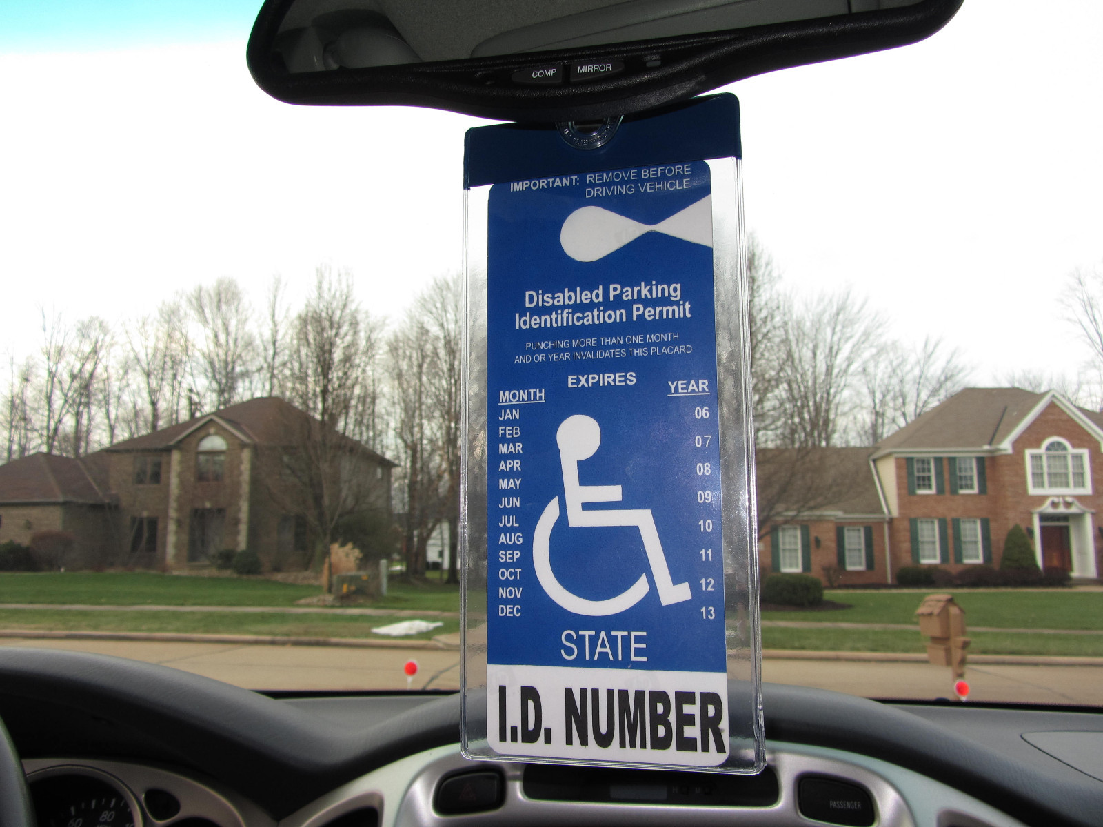 California Handicap Placard Holder & Protector. Sturdy Hook- ON & OFF in a Snap.