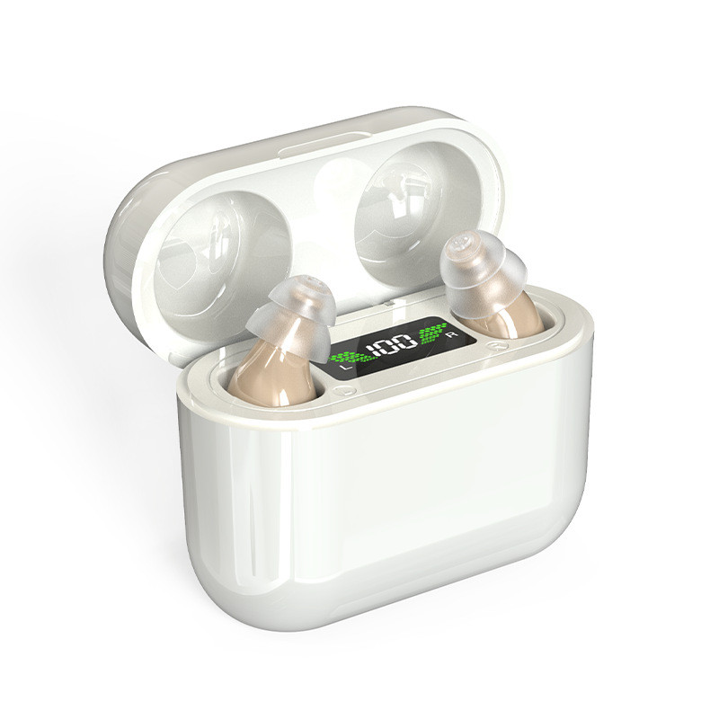 1 Pair Rechargeable CIC Noise Reduction Hearing Aids For Seniors & Adults
