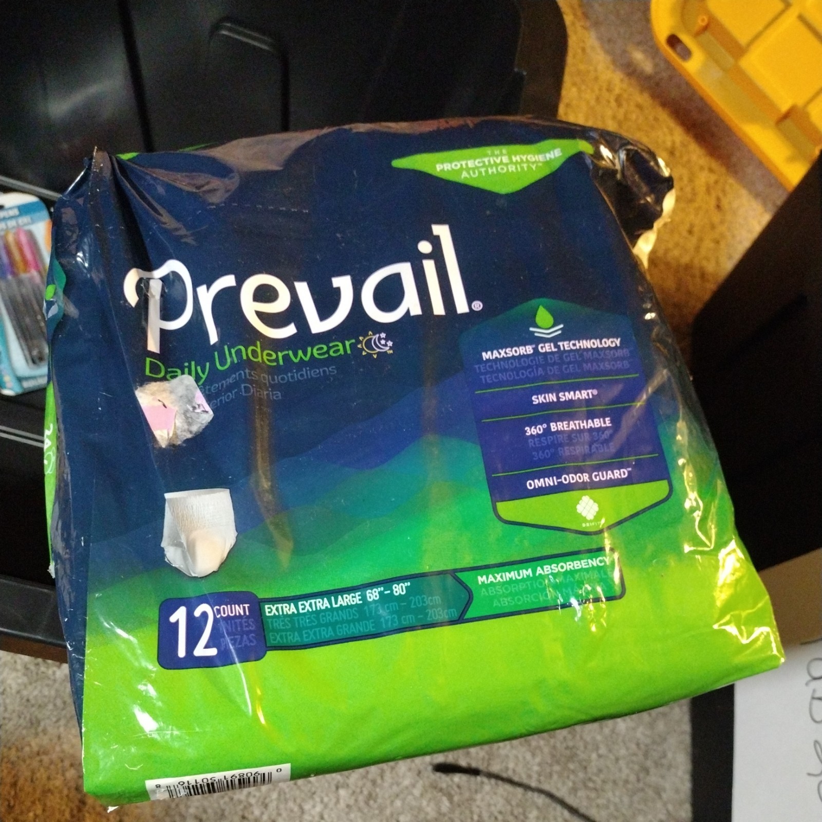 Prevail Daily Underwear Maximum Absorbency XXL Unisex Waist 68″-80″ 12 Count