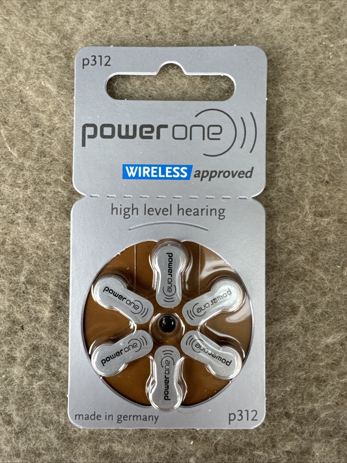 PowerOne Approved High-Level P312 Wireless Hearing Aid Batteries 6 Count Germany