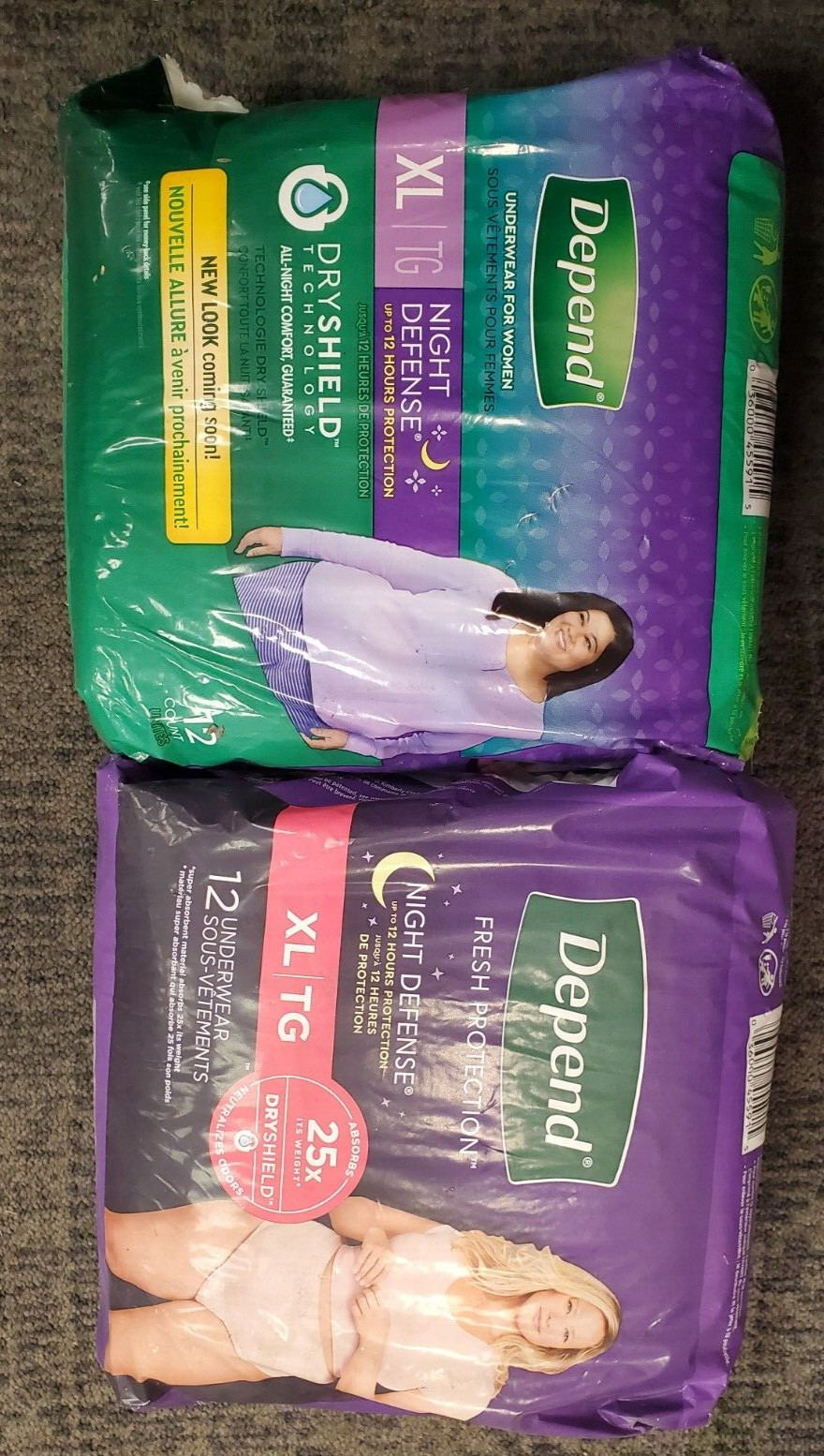 2 Bags of 12: Depend Night Defense Adult Incontinence Overnight *XL* (5915-A2)