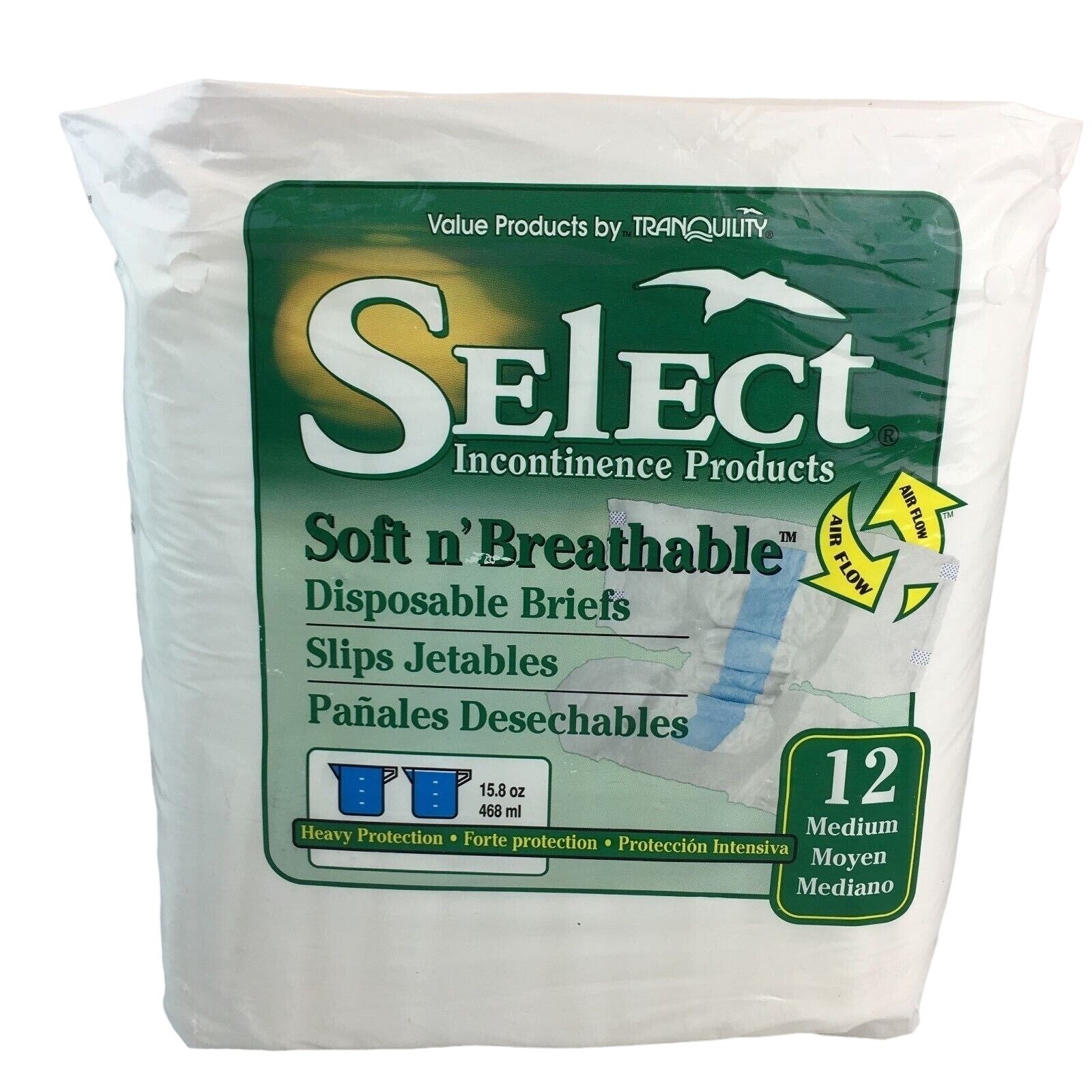 Adult Disposable Briefs M 32 to 44 In Select Soft and Breathable Diapers u